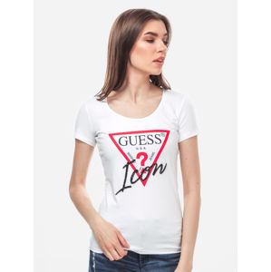 Guess dámské bílé triko s logem - L (TWHT)